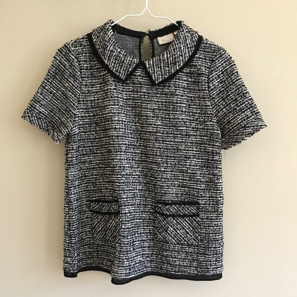 ON HOLD Anthropologie black and white boucle top